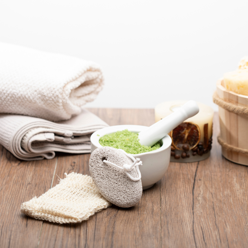 Pietra pomice per piedi con busta sapone per scrub corpo kit